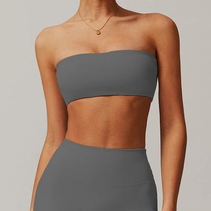 Women’s Strapless Sports Bra — Quick-Dry Yoga & Gym Tube Top | Fitness Chest Wrap Workout Bra