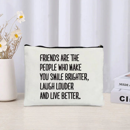 Friendship Commemorative Gift Makeup Bag - Eco Canvas Travel Organizer, Large Capacity Perfume Kit Storage Pouch