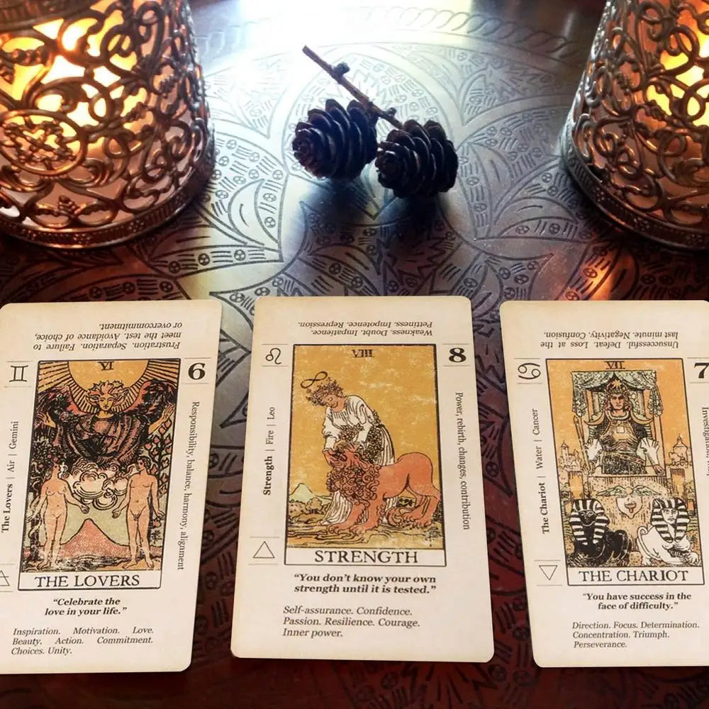 Beginner Tarot Card Deck - 78 Antiqued Tarot Cards with Meanings for Learning & Reading Practice