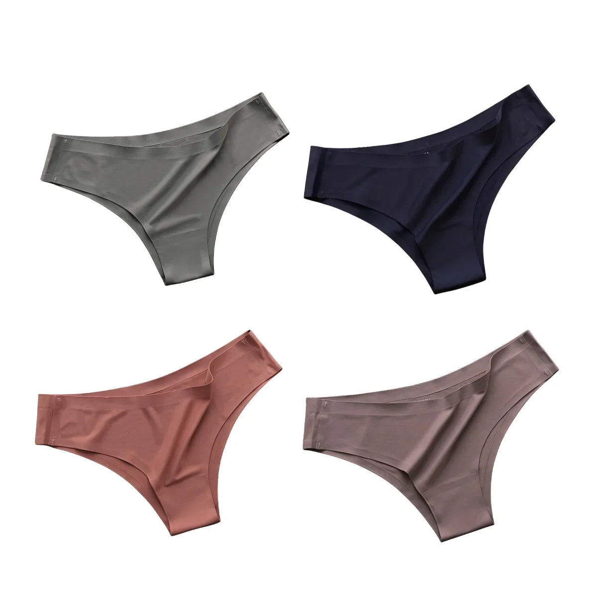4PCS Seamless Ice Silk G-String Panties for Women – Low Waist, Soft Ultra-Thin Sexy Underwear Briefs