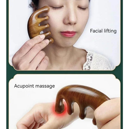 Meridian Massage Comb – Five-Tooth Handleless Sandalwood Scalp & Acupuncture Comb for Blood Circulation