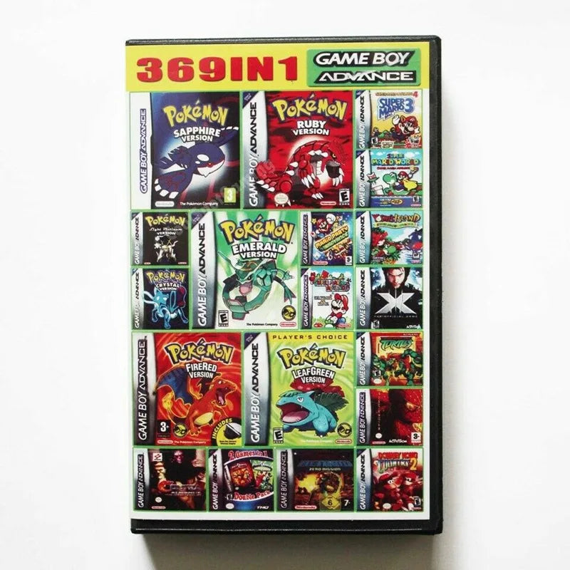 Retro 369-in-1 GBA Game Cartridge – 32-Bit Multi Game Collection English Version for Game Boy Advance SP Console