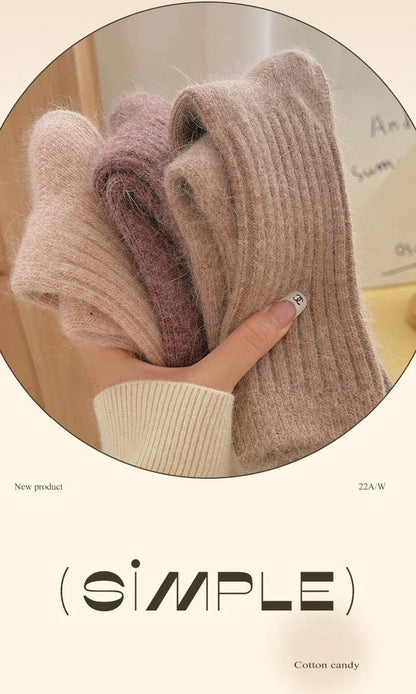 Winter Cashmere Wool Socks for Women – Warm Thicken Thermal Long Socks, Japanese Harajuku Style