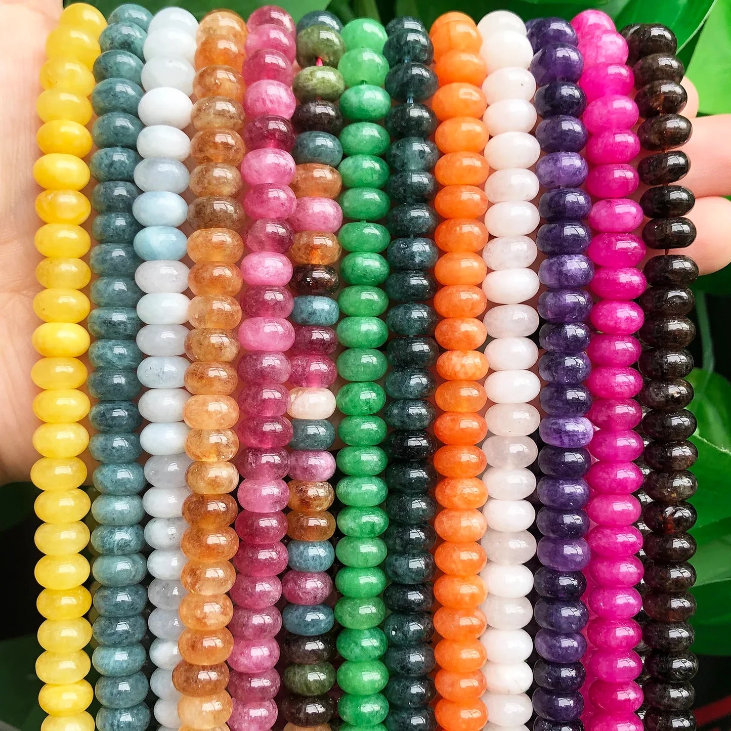 Natural Stone Rondelle Beads - 5x8mm Tourmaline, Citrine & Quartz Loose Beads for DIY Bracelets