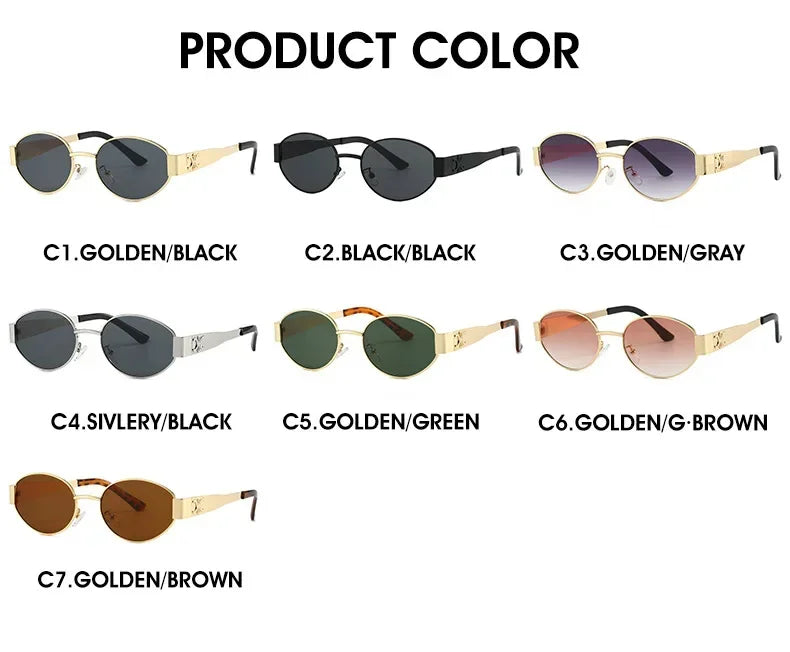 Luxury Metal Brand Sunglasses for Men & Women – Unisex Designer Oval Fashion Eyewear UV400 Shades