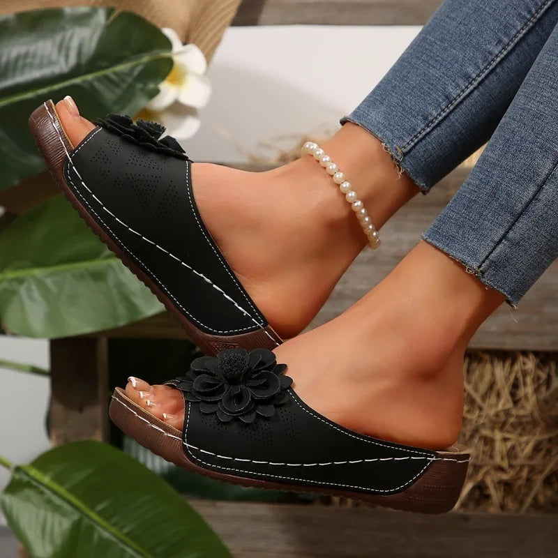 Women’s Roman Style Platform Slippers - Lightweight Hollow-Out Slip-On Shoes