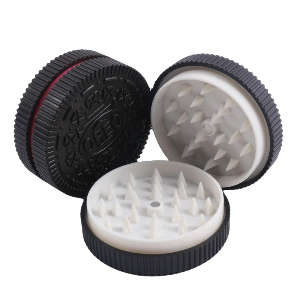 60mm Plastic Herb Grinder – Cookie Biscuit Design Tobacco & Spice Crusher for Smoking