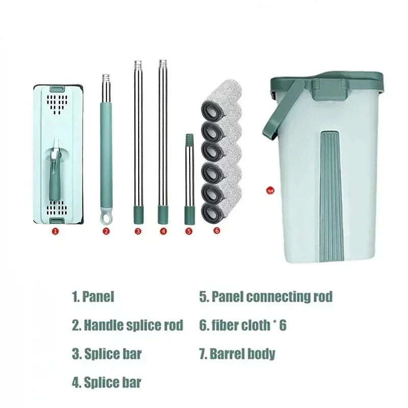 Flat Squeeze Mop with Bucket – Easy Wring Microfiber Floor Cleaner for Hardwood & Laminate