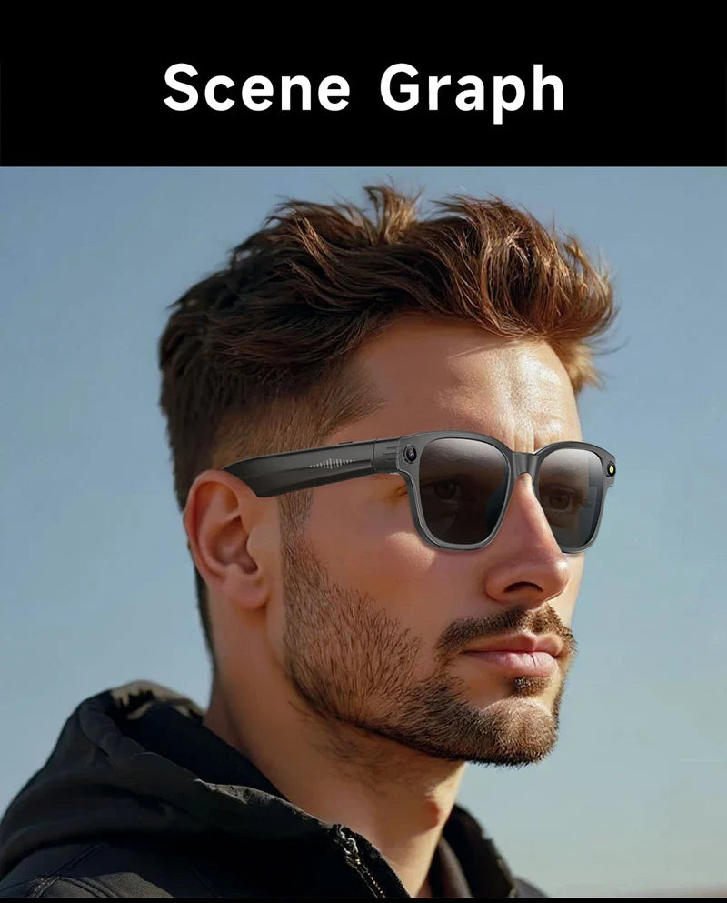 AI Smart Glasses — 8MP Camera Bluetooth Sunglasses with Audio, Video, Calls, Music Player, Multifunctional Wearable