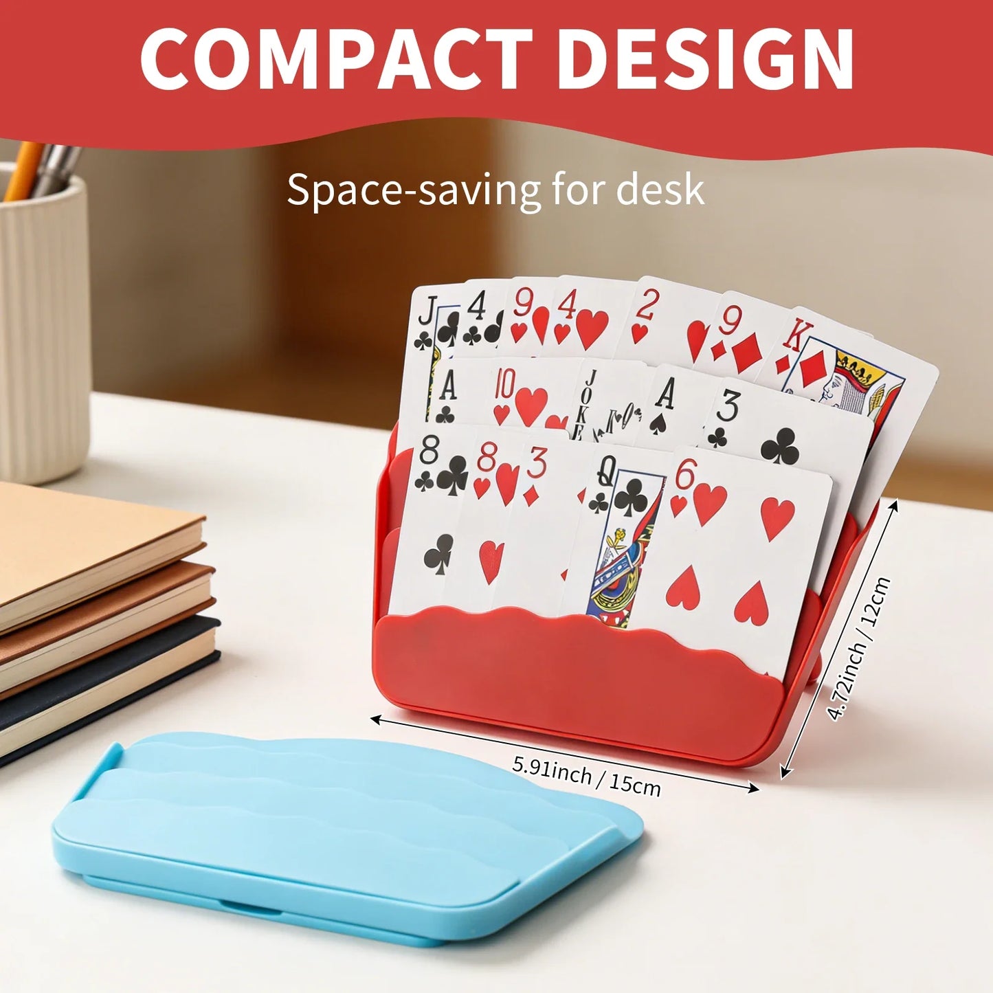 Ergonomic Poker Card Holder Tray - Elderly-Friendly Playing Card Storage Rack with Support Stand for Comfortable Games