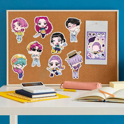 MINISO Kpop Demon Hunter Stickers — 8/32 Sheets Huntrix Scrapbook, Phone, Notebook Decoration & Party Favors Gift