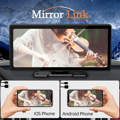 10.26" Car Mirror Radio Multimedia Player – Wireless CarPlay & Android Auto, Bluetooth, AUX, USB Screen