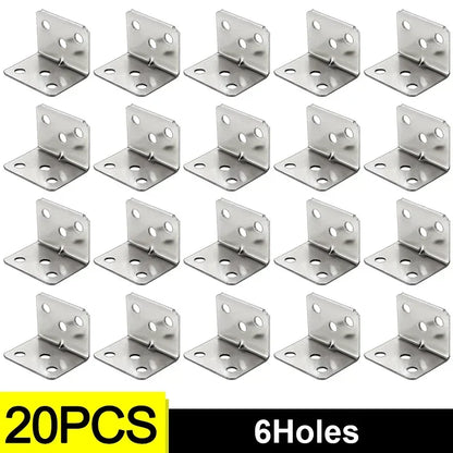 50/10PCS Universal Stainless Steel Corner Bracket | 90 Degree Right Angle Fixed Bracket for Wood Furniture, Bedframe, Cabinet Accessories