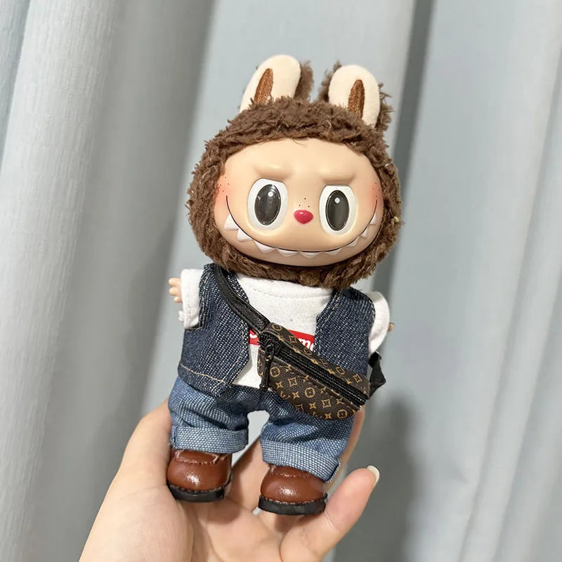 17cm Lovely Labubu Doll Clothes - First & Second Generation Supreme Clothing Set, Multi-Color Outfits