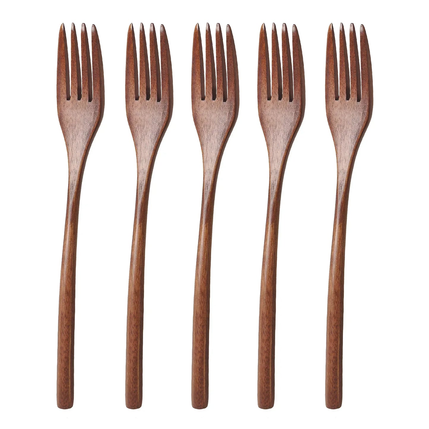 5-Piece Wooden Spoon and Fork Set – Eco-Friendly Natural Ellipse Ladle for Cooking, Tableware Accessories