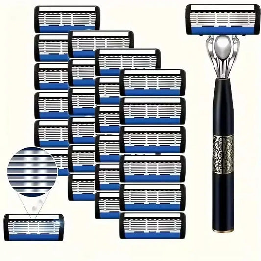 Men’s 7-Layer Stainless Steel Safety Razor – Washable Manual Shaver with Beard Guard & Metal Razor Holder