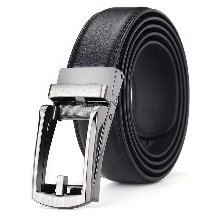 Men’s Luxury Click Belt – Genuine Leather Automatic Alloy Buckle for Business & Jeans
