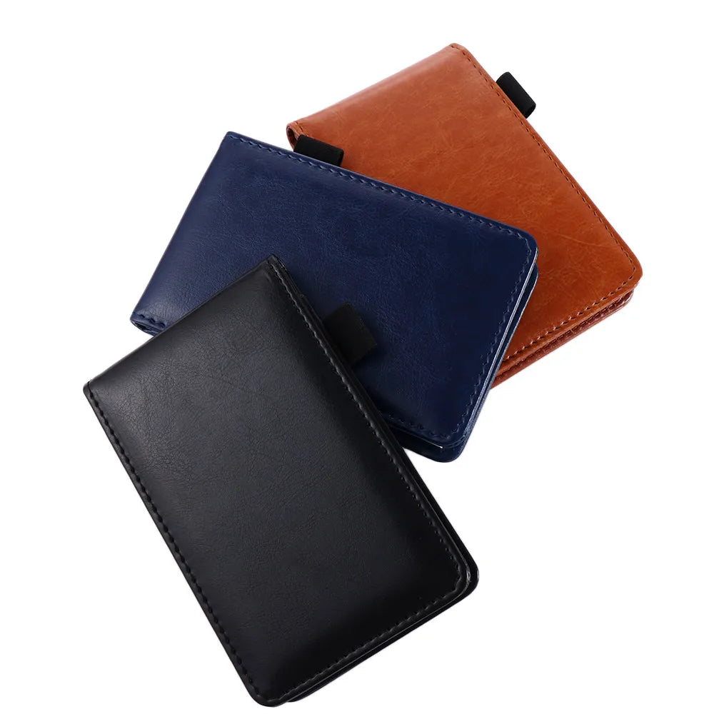 Leather A7 Pocket Planner - Small Business Diary Notebook, Office and School Stationery with Notepad for Memos
