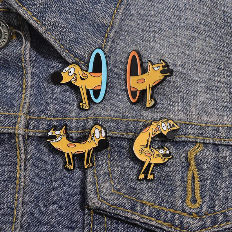 Colorful Cat & Dog Anime Brooch – Cartoon Pin for Clothing, Collars, and Film & TV Accessories