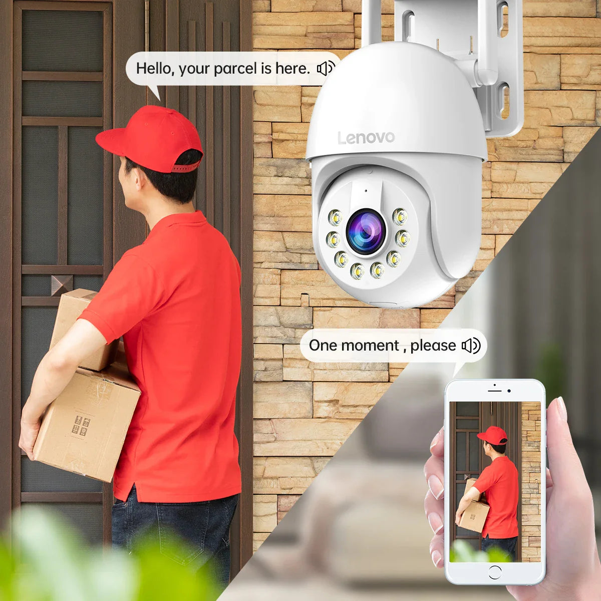 Lenovo 3MP/5MP PTZ WiFi IP Camera, 4X Digital Zoom, Audio, Color Night Vision, Waterproof, Outdoor CCTV Smart Home Surveillance