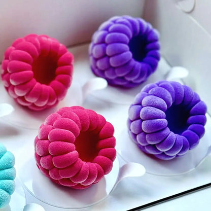 6-Cell Raspberry Silicone Mousse Cake Mold — Food-Grade Baking Tool for Party Desserts and Kitchen Supplies