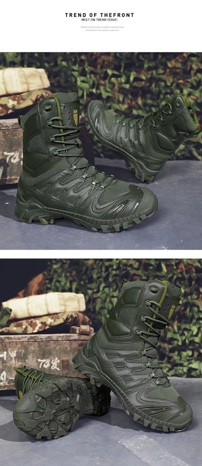 Special Forces Desert Combat Boots - Men's Tall Wear-Resistant Tactical, Waterproof Training & Outdoor Mountaineering Sports Boots