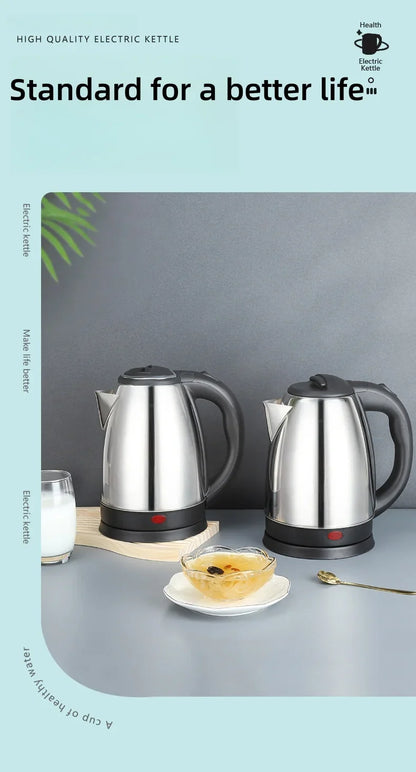 2L Travel Electric Kettle | Stainless Steel Portable Water Boiler for Tea, Coffee & Kitchen