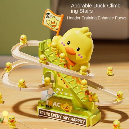 Stair-Climbing Duck Roller Coaster Toy – Flashing Lights & Music Interactive Parent-Child Toy