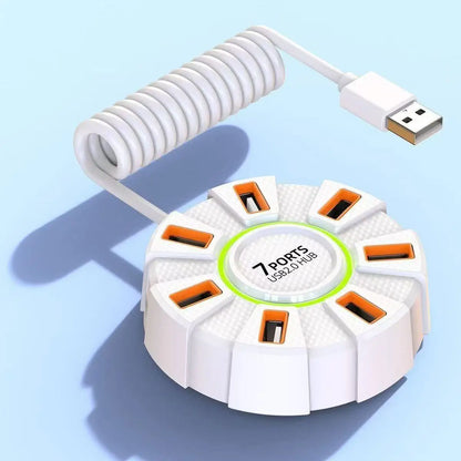 10-Port USB 2.0 Hub Adapter - High-Speed Multi USB Splitter & 7-Port Expander for PC and Laptop