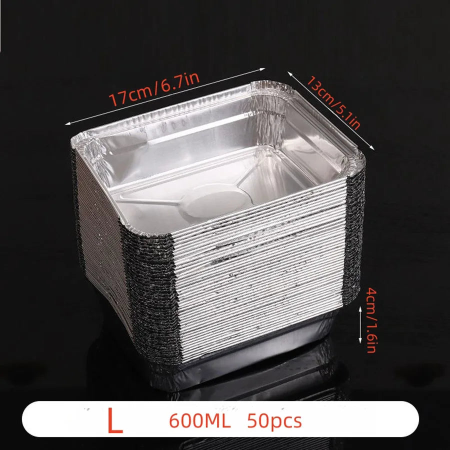 50pcs Disposable Aluminum Foil Pans – Various Sizes for Cooking, Baking, Heating, Storing & Food Prep