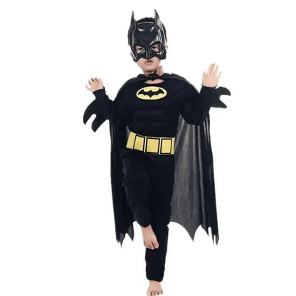 Kids Boys Muscle Superhero Costume — Movie Character Cosplay with Mask & Cloak for Halloween Party