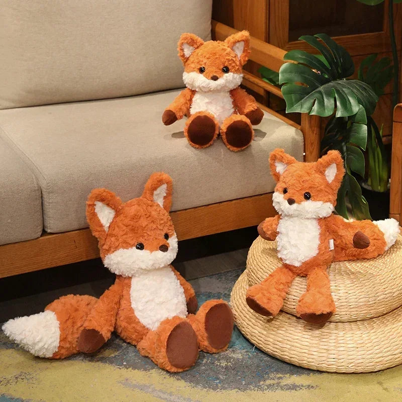 35cm/50cm Cute Fluffy Orange Fox Plush Toy – Soft Cartoon Stuffed Doll, Perfect Birthday Gift