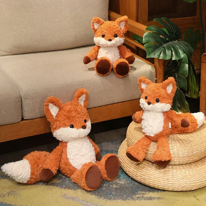 35cm/50cm Cute Fluffy Orange Fox Plush Toy – Soft Cartoon Stuffed Doll, Perfect Birthday Gift