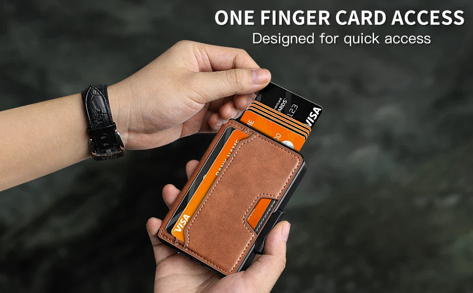 RFID Blocking Men’s Slim Pop-up Wallet – Minimalist Bifold Credit Card Holder