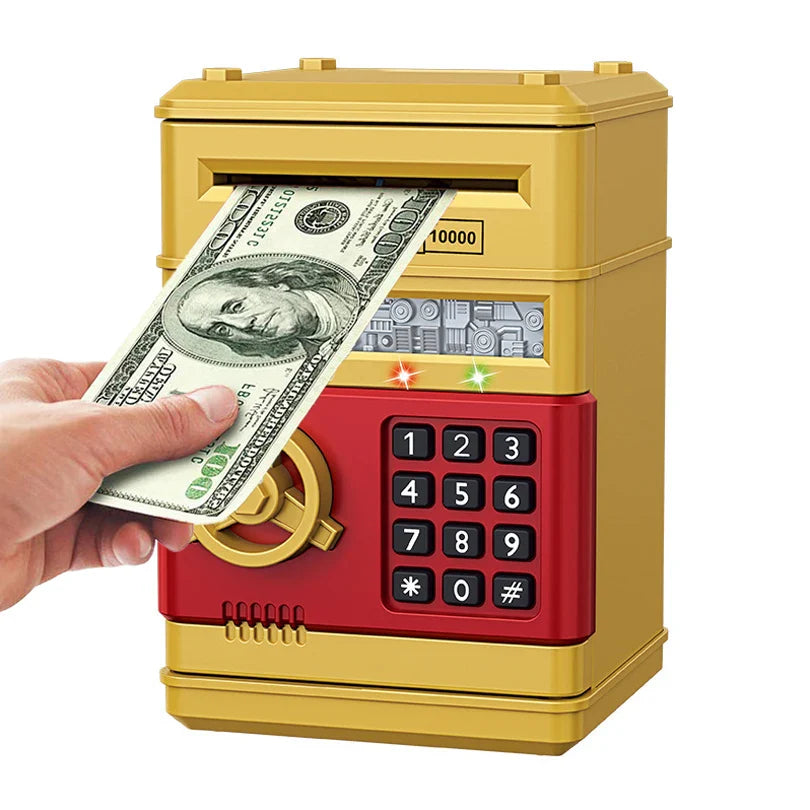 Kids Electronic Password Piggy Bank – Mini Safe Money Box with Code Lock & Auto Cash Slot