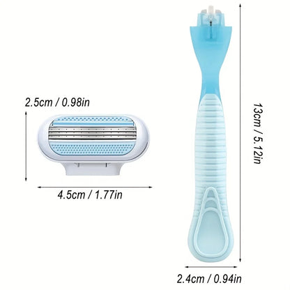 3-Layer Women’s Manual Razor — Replaceable Head Shaver for Armpit, Bikini & Body Hair Removal