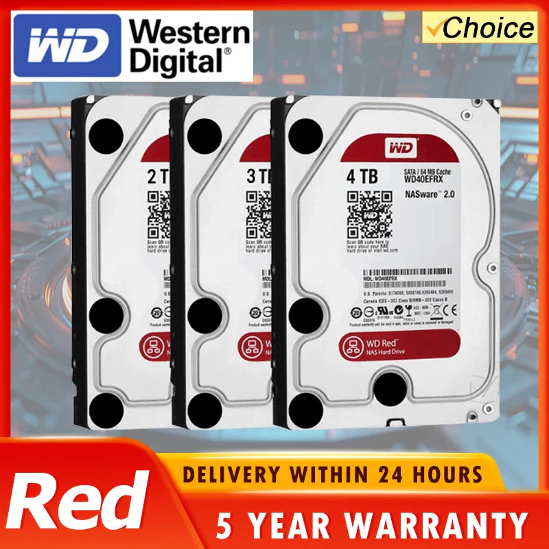 Western Digital WD Red NAS Hard Drive – 4TB, 3TB, 2TB, 6TB 3.5" SATA 6Gb/s with 64MB Cache for Desktop