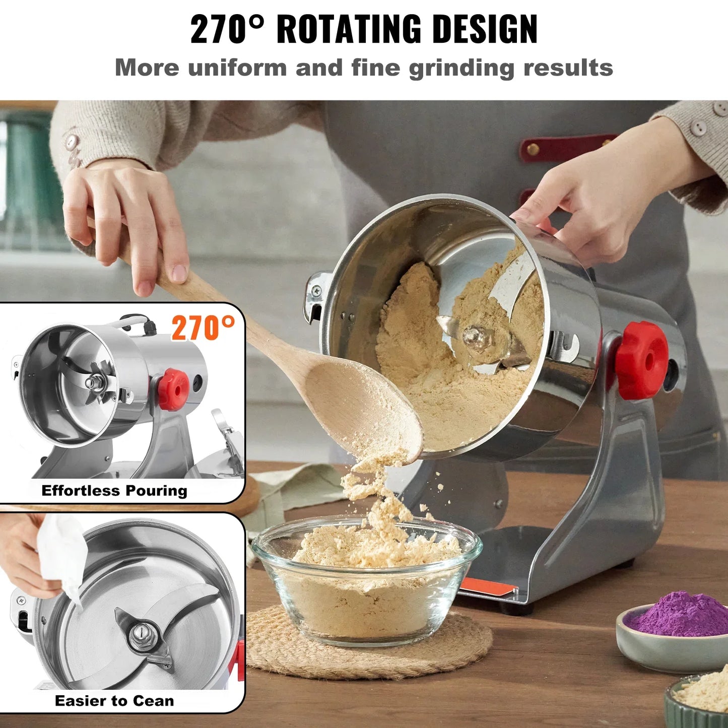 SucceBuy 150-2500g Electric Grain Mill Grinder – Commercial Spice & Herb Grinder for Coffee, Corn & Cereals