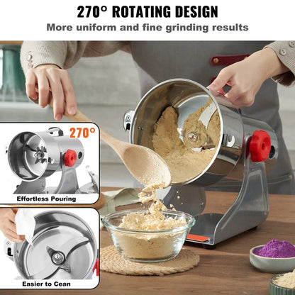 SucceBuy 150-2500g Electric Grain Mill Grinder – Commercial Spice & Herb Grinder for Coffee, Corn & Cereals