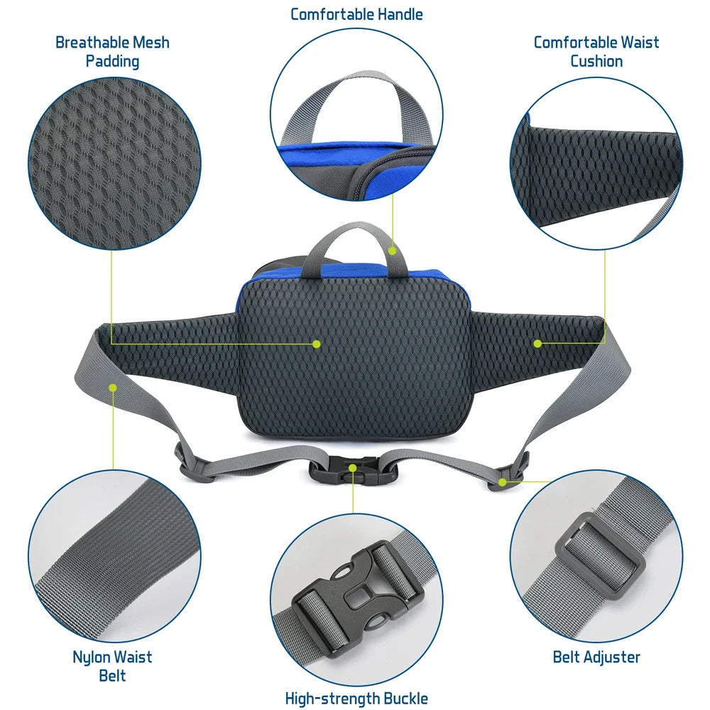 Water-Resistant Adjustable Fanny Pack – Multi-Pocket Waist Bag with Bottle Holder for Hiking, Running, Cycling & Travel