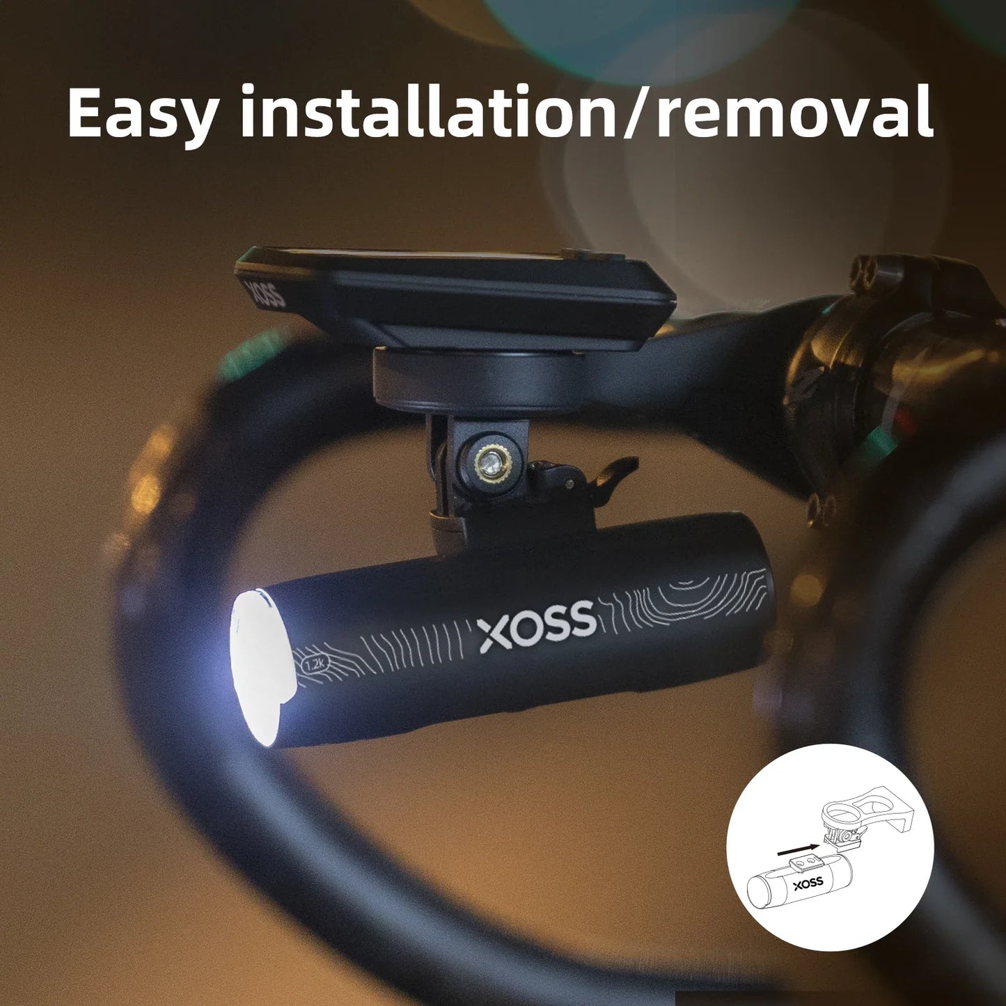XOSS XL1200 Bike Light – 1200 Lm Waterproof Headlight, Type-C Rechargeable Front Lamp, Aluminum Ultralight Bicycle Flashlight