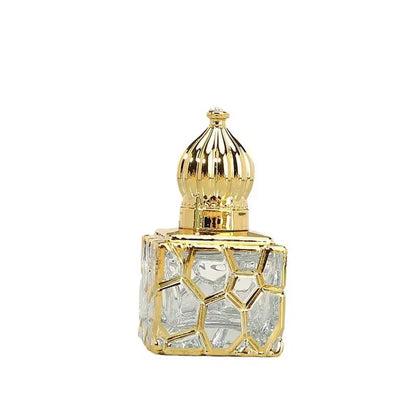 15ml Luxury Golden Essential Oil Roller Bottle - Refillable Glass Perfume Container for Cosmetics & Sample Test