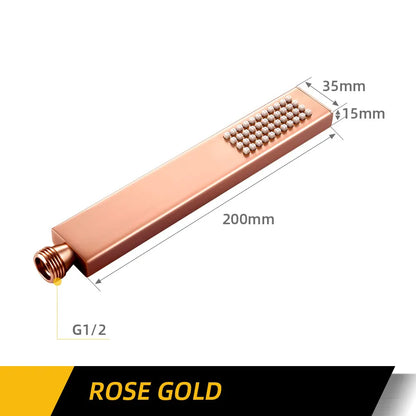 Square Handheld Shower — High-Pressure Brass Hand Shower for Bathroom