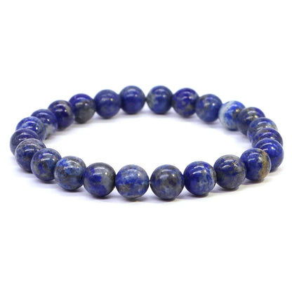 Natural Stone Beaded Bracelet for Men & Women – Healing Crystal Lapis Lazuli Quartz Elastic Couple Jewelry Bangle Bracelet