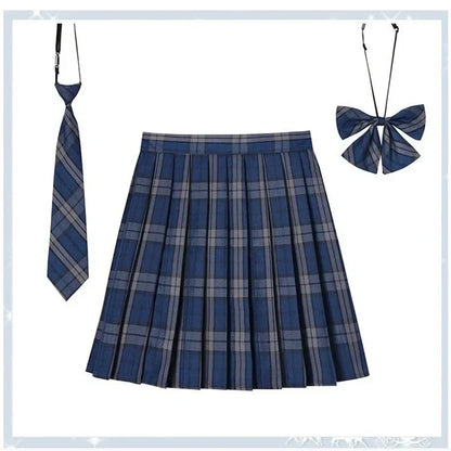 Women’s Plaid Pleated Skirt with Bowtie – XS-5XL Harajuku Preppy Mini Japanese School Uniform, Summer Kawaii Jupe