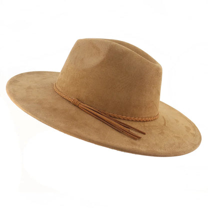Suede Top Hat Fedora - 9.5cm Wide Brim Felt Jazz Hat for Men and Women, Autumn/Winter Classic Church Sombrer