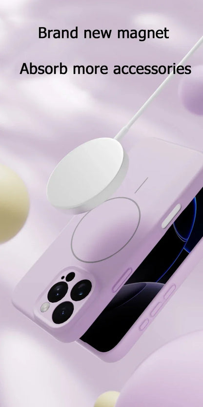 Original Liquid Soft Silicone MagSafe Case – Magnetic Wireless Charging Cover for iPhone 16 Plus, 15, 14, 13, 12 Pro Max, 11