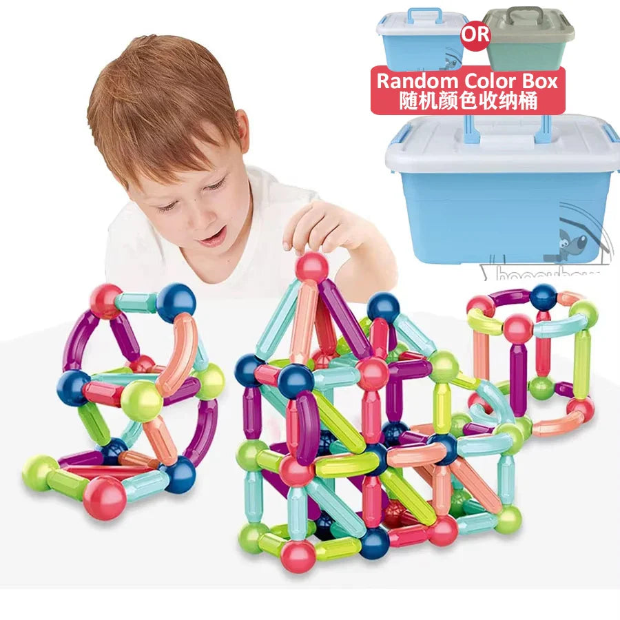 Magnetic Building Blocks Set – Montessori Educational Stick & Rod Constructor Toys for Kids Boys & Girls