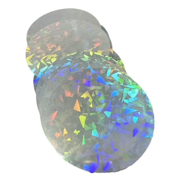 100PCS 58mm Transparent Badge Film Covers – Clear Laser Star Pattern Protective Sheets for Button Badge Maker