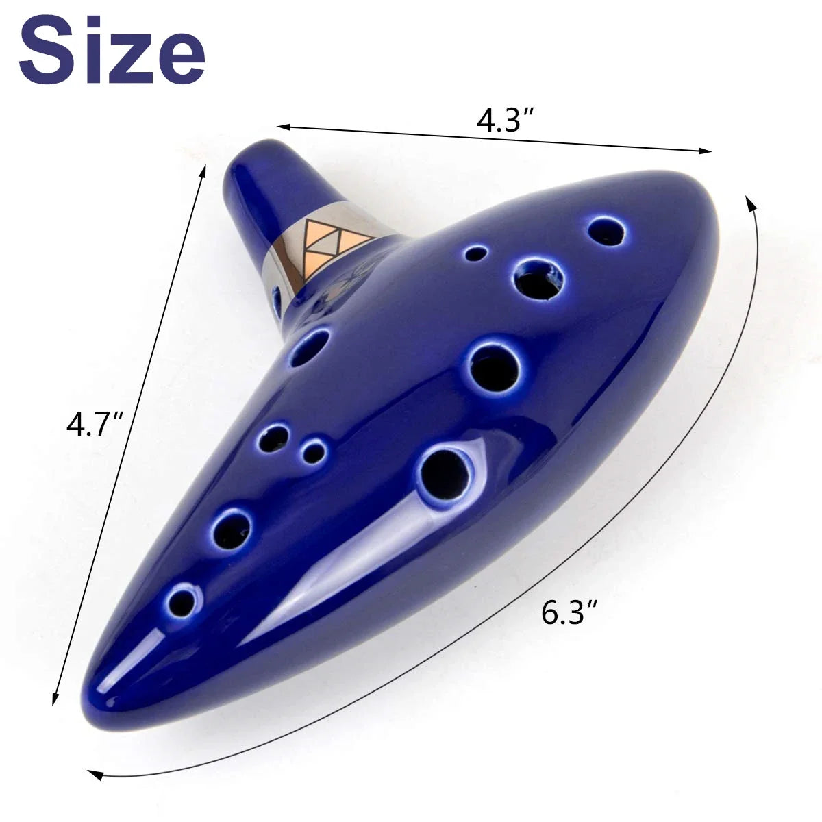 12 Tone Alto C Ocarina – Ceramic Musical Instrument with Songbook, Neck Cord & Carry Bag, Blue